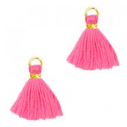 Mini Quaste Ibiza Style 1cm Gold-neon pink